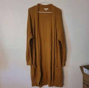 Long Mustard Colored Open Cardigan Duster